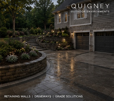 Retaining wall solution for a driveway grade change
